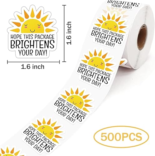 Miniatura 2 de Hope This Package Brightens Your Day - Paquete de 500 calcomanías de 1.5 pulgadas para pequeñas empresas y pequeñas tiendas como agradecimiento y