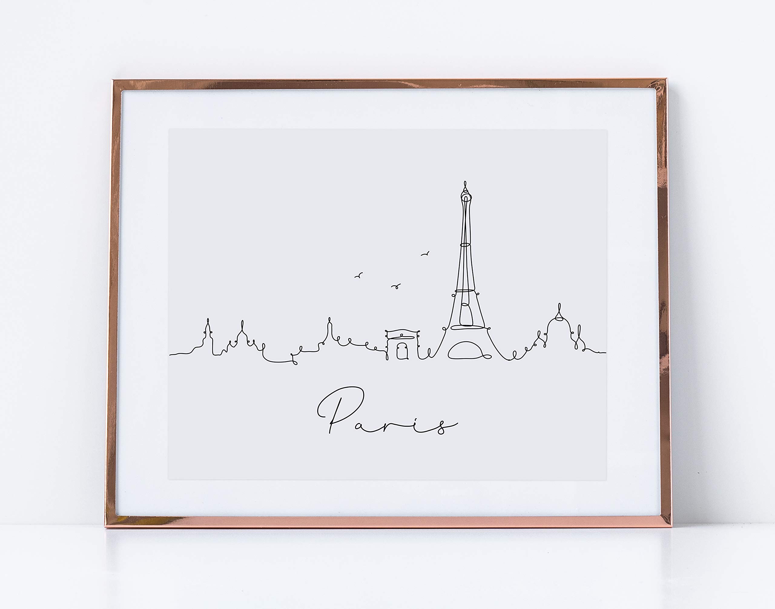 Tableau Déco Mural Paris Skyline Typography - Style Moderne, Impression Sur Toile - Gris