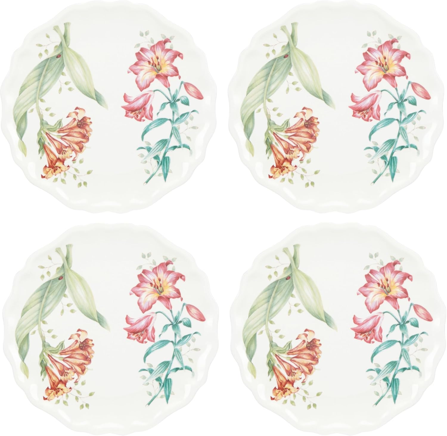 Lenox 856406 Butterfly Meadow Melamine 4-Piece All-Purpose Bowl Set, Lightweight Melamine Material
