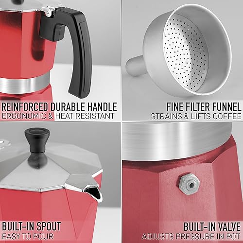 Miniatura 4 de Zulay Moka Pot - Cafetera para estufa de café expreso, a prueba de fugas, acero inoxidable, fácil de limpiar, mango y perilla resistentes al calor,