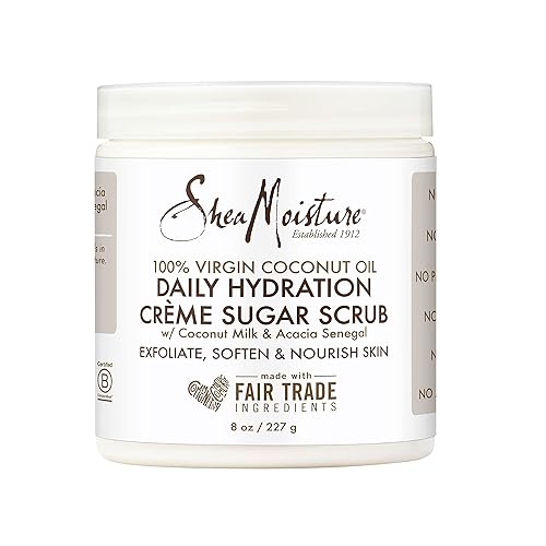 Shea Moisture Cuidado de la piel hidratación diaria crema de azúcar con aceite de coco virgen leche de coco y acacia Senegal exfoliante corporal