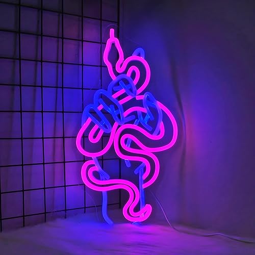 Whfobfe Snake Neon Sign Led Neon Light Bar Decor Neon Signs for Wall Decor Bar Neon Sign USB Powered Led Neon Signs for Man Cave Decor Room Decoration - Snake
