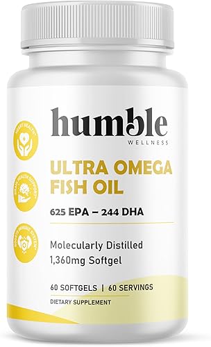Humble Ultra Omega - Suplemento de aceite de pescado de alta resistencia  Doble concentración DHA y EPA