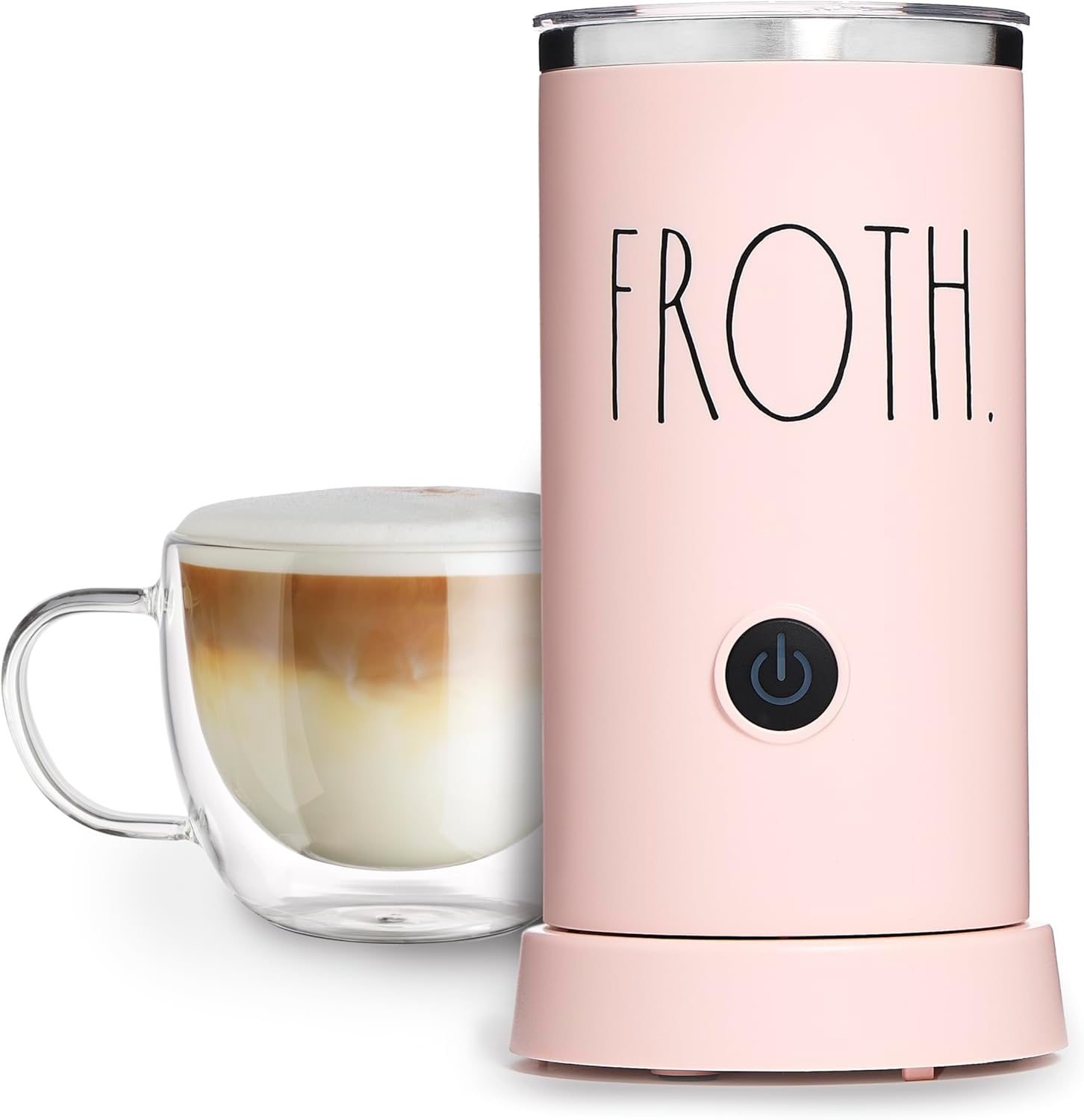 Rae Dunn Electric Milk Frother Steamer -Stylish Automatic Milk Steamer and Frother, Milk Warmer, Hot and Cold Foam Maker for Coffee, Latte, Cappuccino, Macchiato – 550 Watt (Blush)