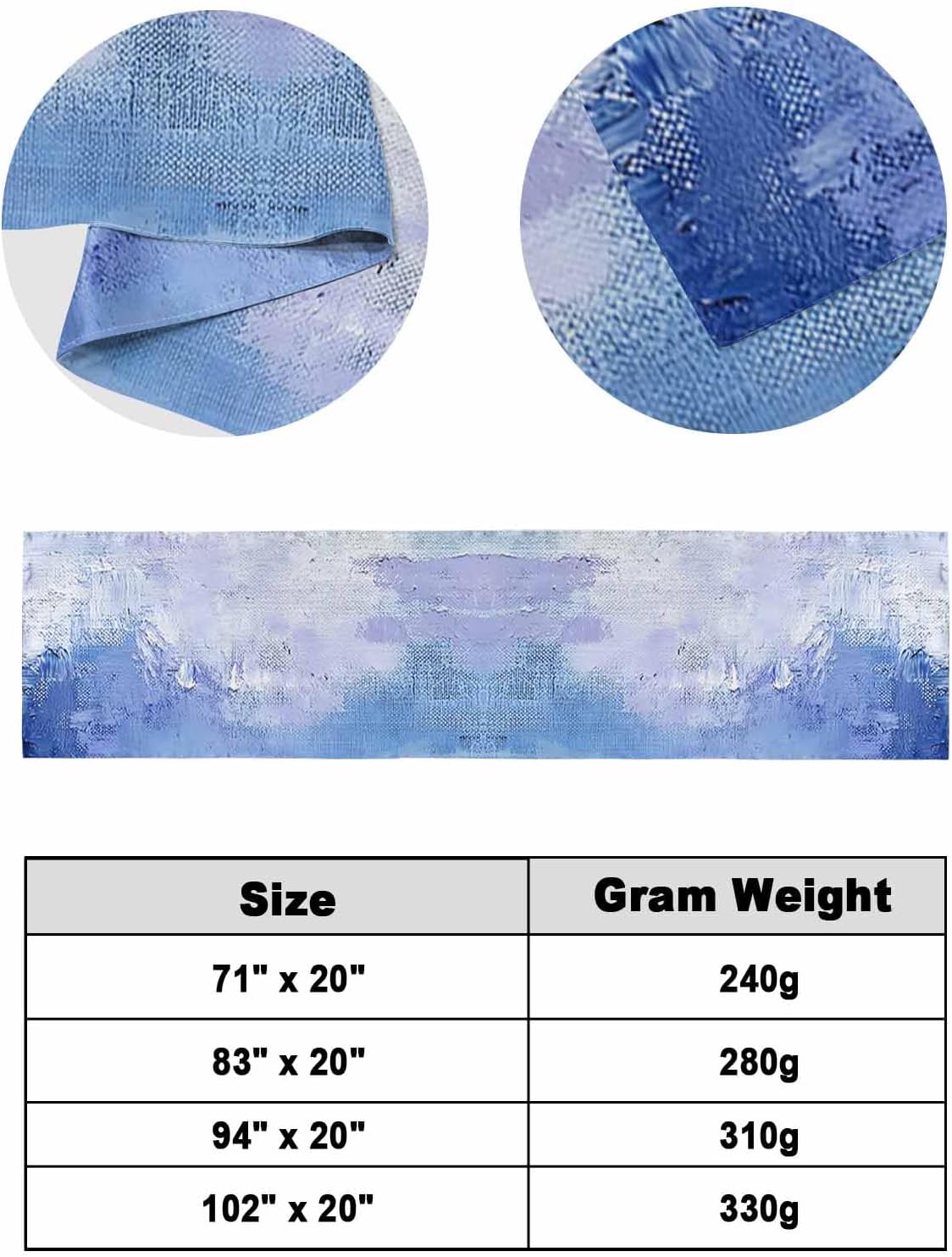 Blue Purple Bed Runner Scarf Bedding Accessory For Queen Size Bed,Soft Bed Scarves And Runners Stainproof Dustproof Bedroom Protector For Hotel Wedding Room,Abstract Modern Farmhouse Smear Art 94"x20"