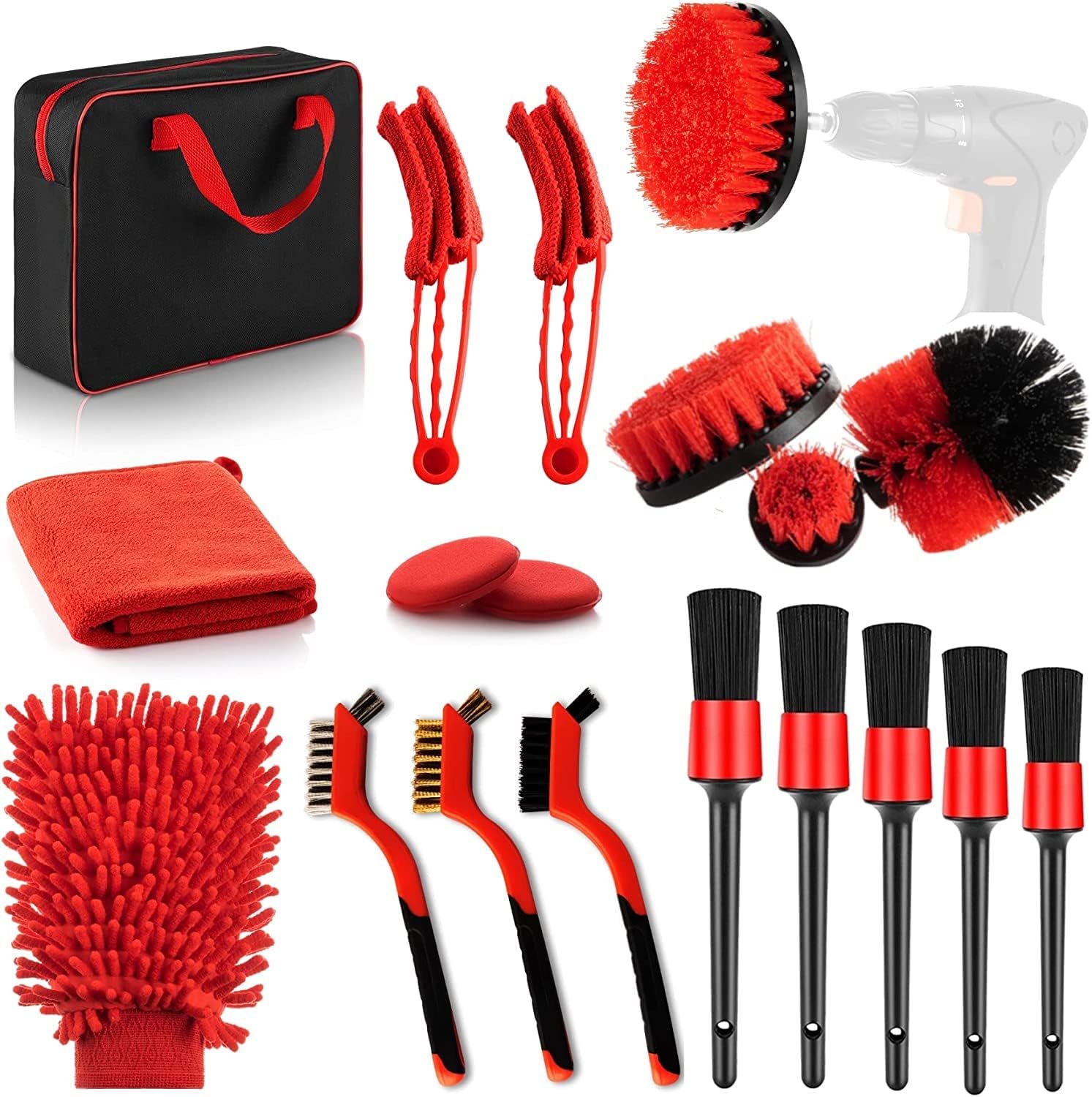 Car Cleaning Tools Kit, YFGKAU19 Pcs Car Detailing Brush Set with