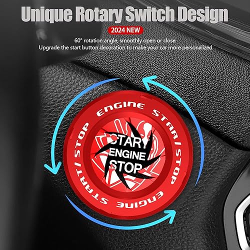 Miniatura 95 de Tybasthe Cubierta de botón de arranque giratorio, Smile Demon Accesorios para automóvil, Cubierta de botón de arranque del motor, calcomanías