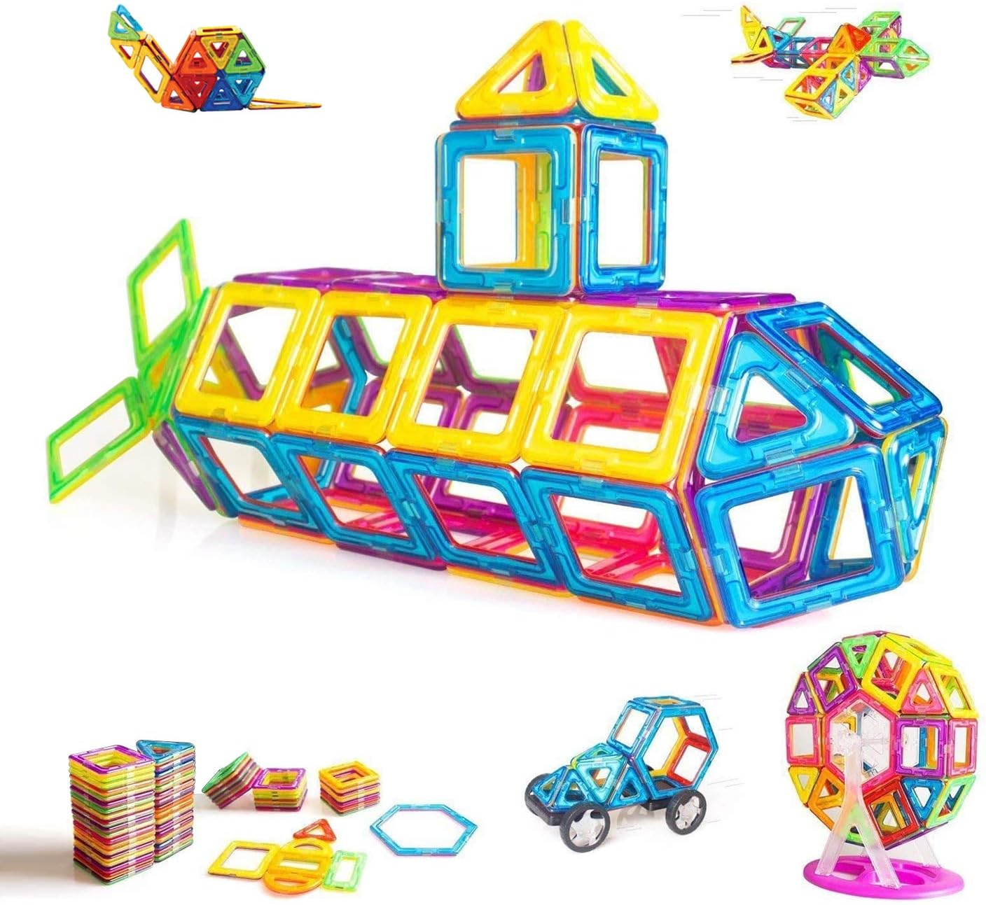 Condis Magnetic Building Blocks Set for Kids 95pcs, Educational Construction STEM Toys Magnets Toys for Kids Children Boys and Girls Age 3 4 5 6 7 8 Year Old Magnetic Tiles Games for Birthday Gifts