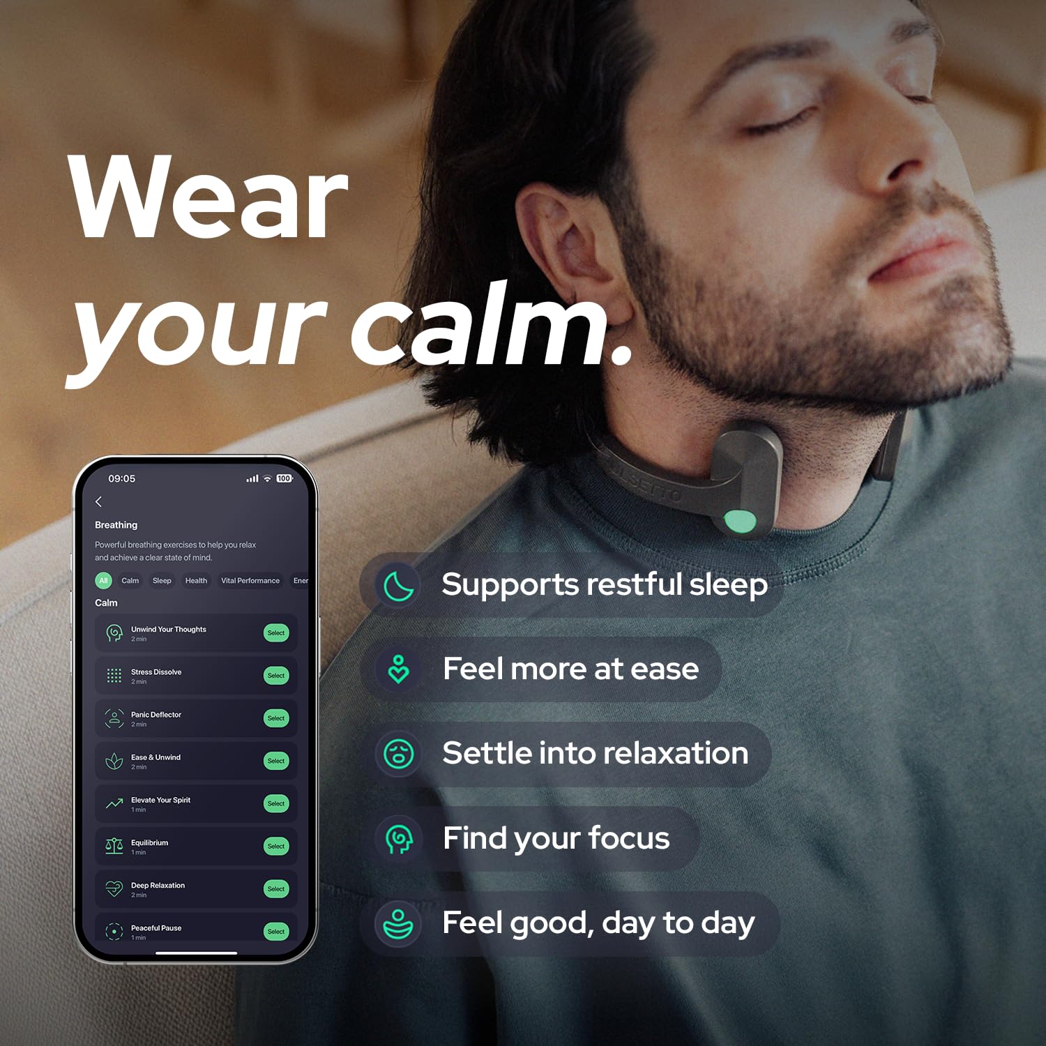 Pulsetto Lite (V1) Dispositivo Indossabile per Il Benessere – Relax e Supporto al Benessere Quotidiano