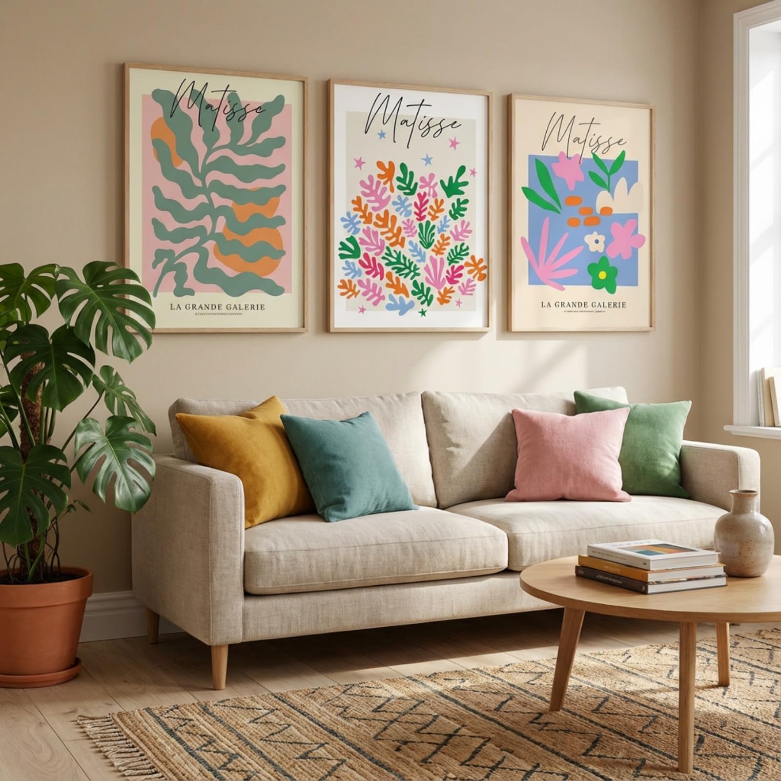 JORCEDI Set of 3 Matisse Posters,Floral Wall Art, Abstract Botanical Wall Painting,Vintage Art Print, Flower Market Poster, Prints for Bedroom,Living Room,Home,Office,Unframed (50x70cm,Matisse 1)