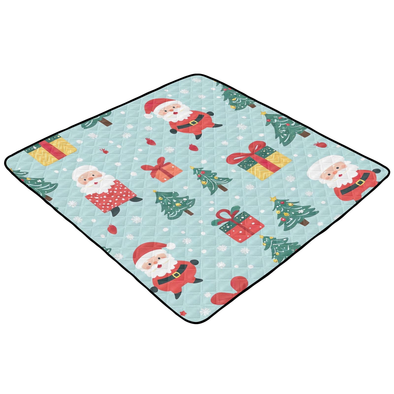 BOESI Doodle Cute Santa Claus Pattern Baby Play Mat, 50“ X 50” Washable Folding Crawling Mat, Baby Floor Mat, Soft, Thick, Non-Slip