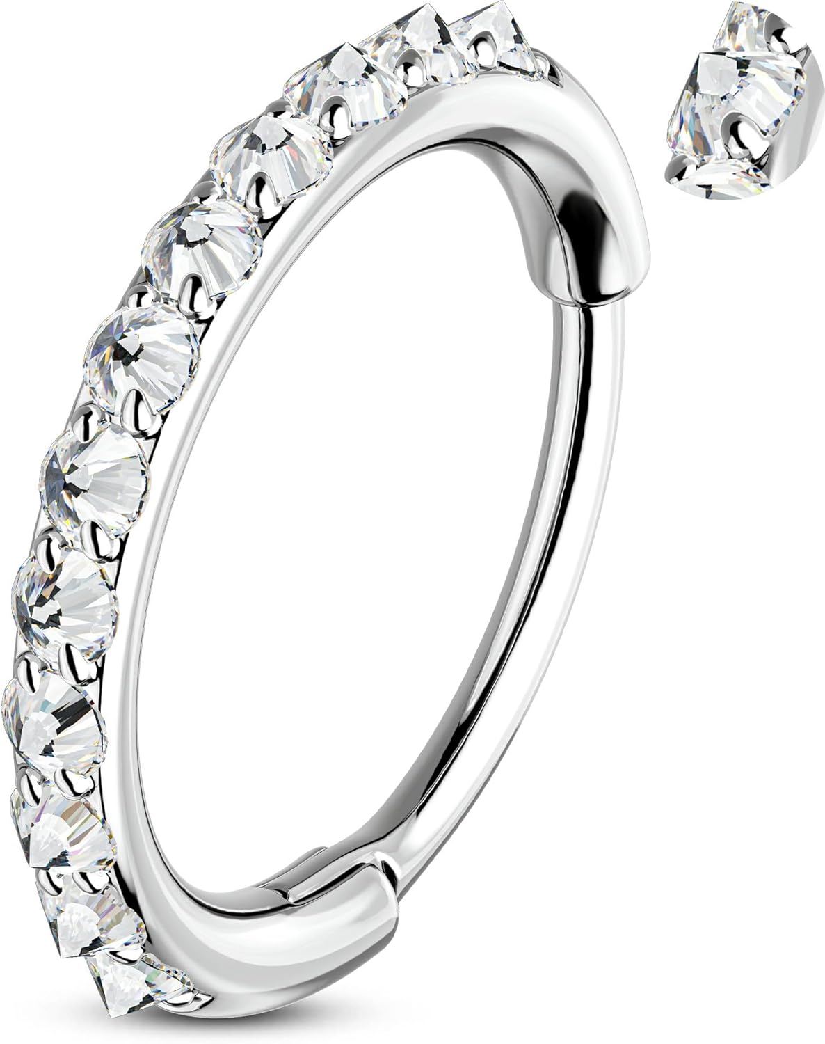 OUFER 20g Nose Rings Hoops for Women Men, 316L Surgical Steel Cubic Zircon Nose Piercing Jewelry, Daith Helix Rook Conch Cartilage Hoop Earrings Lip Rings