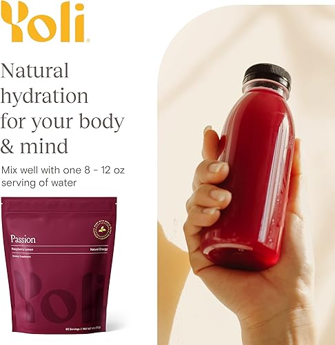 Miniatura 9 de Yoli Passion Energy Drink Powder Mix - Mezcla de bebida energética natural para resistencia y resistencia, 90 porciones, sabor a frambuesa y limón
