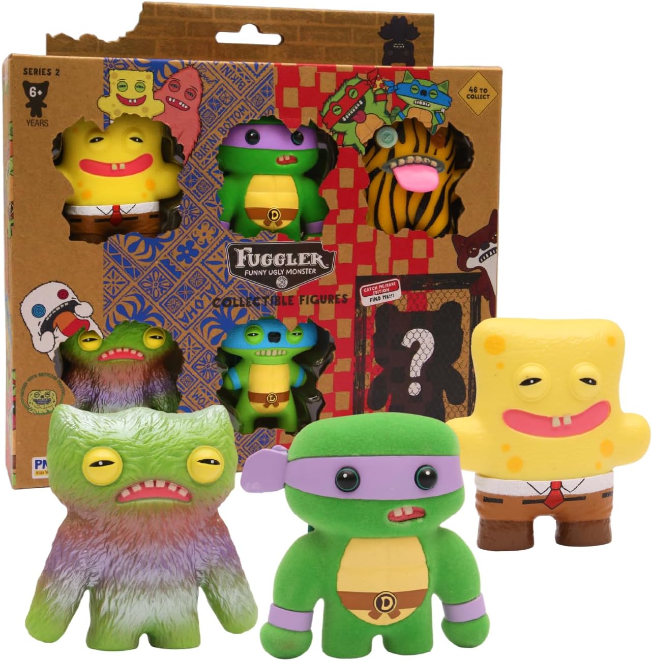 Fuggler Series 2 Collectible 6-Pack Window Box Creepy Funny Plush Figures Including Rare Hidden Surprise Character Paramount Crossovers (Assortment A-G) (Assortment G)