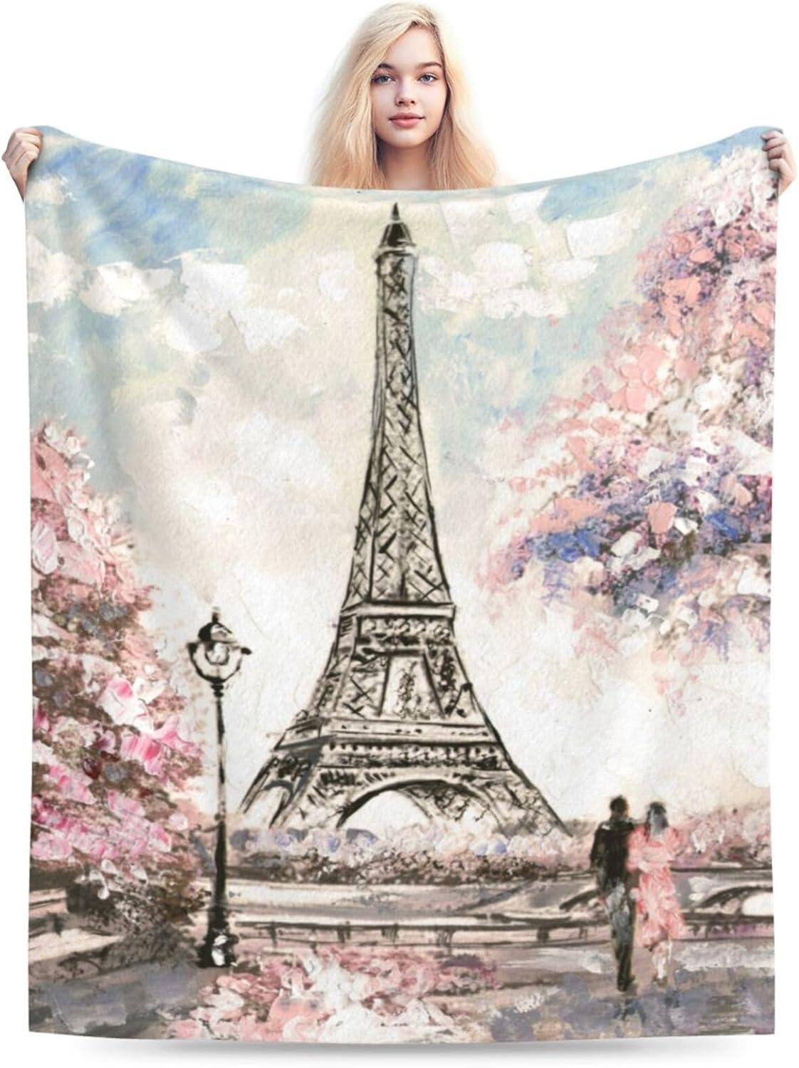 Paris Romantic Landscape Blanket, Soft Blankets Flannel Bed Throw Cozy Lightweight Plush Gifts for Women Girls Sofa Couch Bedroom Living Rooms Warm All Season, Home Decor, 60"x50" - Image 9