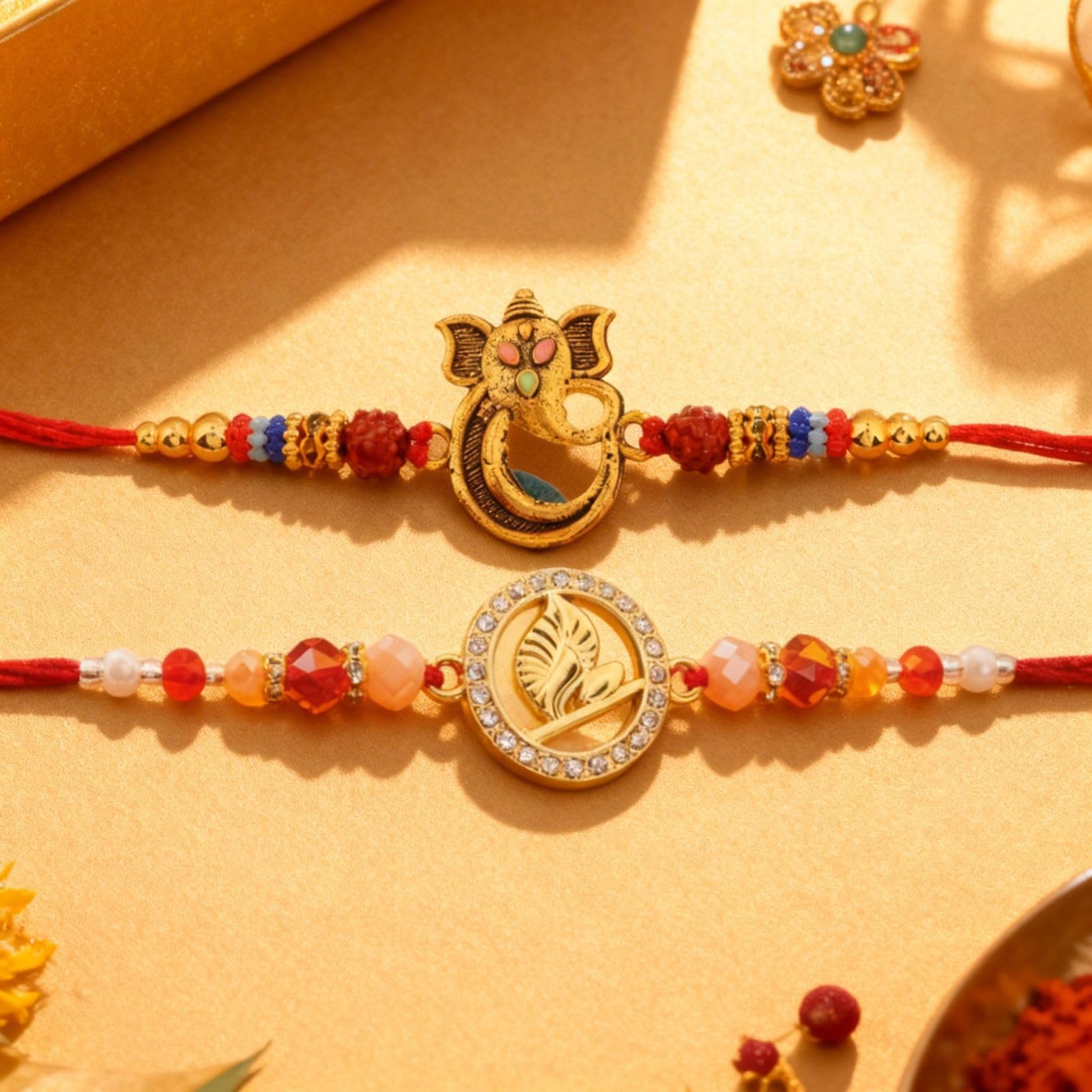 Divine Ganesha and Krishna Combo Rakhi - Pack of 2