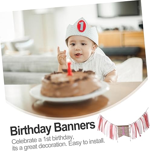 Miniatura 5 de 2 piezas de bandera colgante para silla de comedor para niña, decoración de primer cumpleaños, decoración de baby shower, decoración colgante de