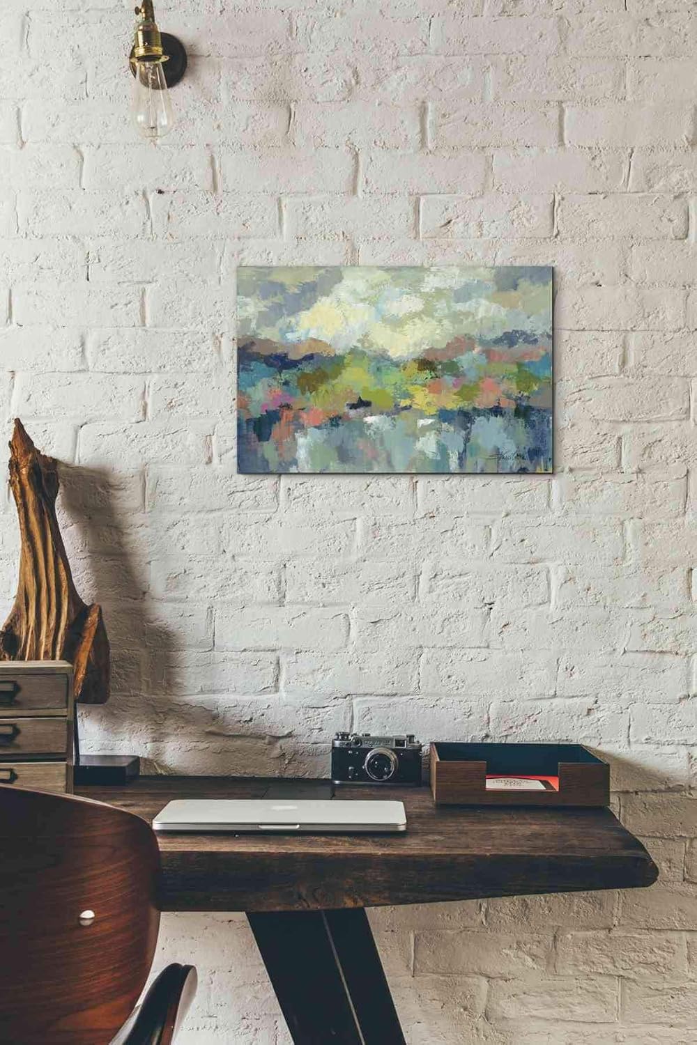 Epic Graffiti 'Abstract Lakeside' by Silvia Vassileva, Canvas Wall Art, 18"x12"