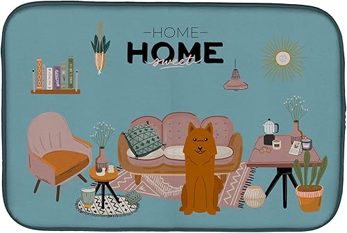 Miniatura 251 de Caroline's Treasures CK7824DDM - Tapete absorbente para secado de platos con diseño de bulldog inglés, rojo y blanco, para encimera de cocina, 14 x