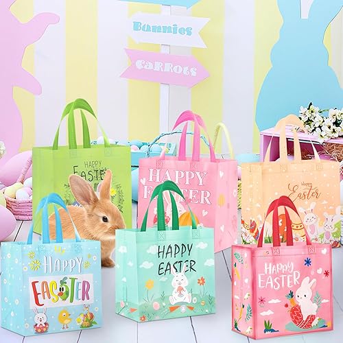 Miniatura 6 de duludulu 6 bolsas de Pascua, bolsas de regalo de Pascua, bolsas de caza de huevos de Pascua para niños, bolsas de Pascua con asas, bolsas de Pascua