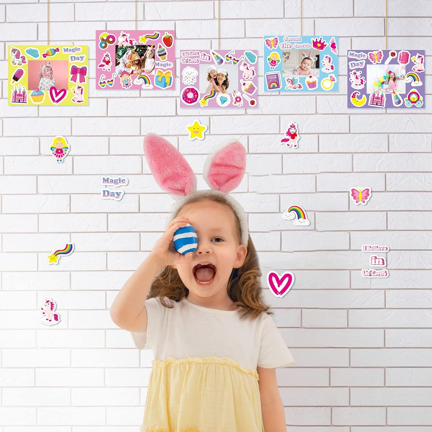 chiazllta 30 Packs Summer Unicorn Picture Frame Craft Kits Magic Unicorn DIY Craft Art Party Favor Home Game Activities