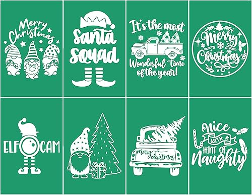 JAJADO Plantillas de serigrafía de Navidad, almohadas decorativas de invierno, plantillas de árbol de Navidad, gnomo de Papá Noel, plantilla de elfo