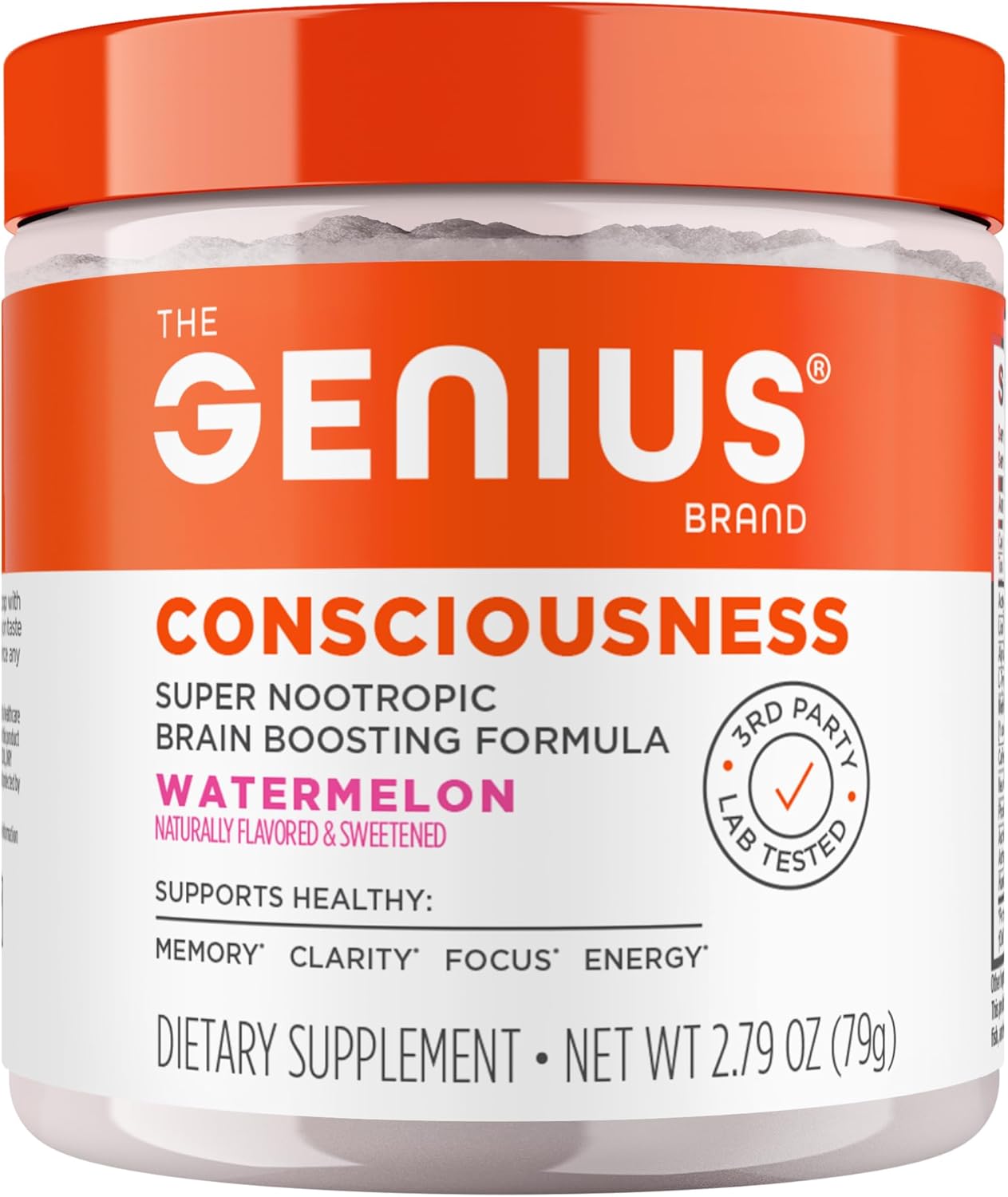 Genius Consciousness - Premium Nootropic Powder for Focus, Memory & Mental Clarity - AlphaSize, NeuroFactor, Lion’s Mane & Dynamine - Natural Brain Booster for Studying, Work & Creativity – Watermelon