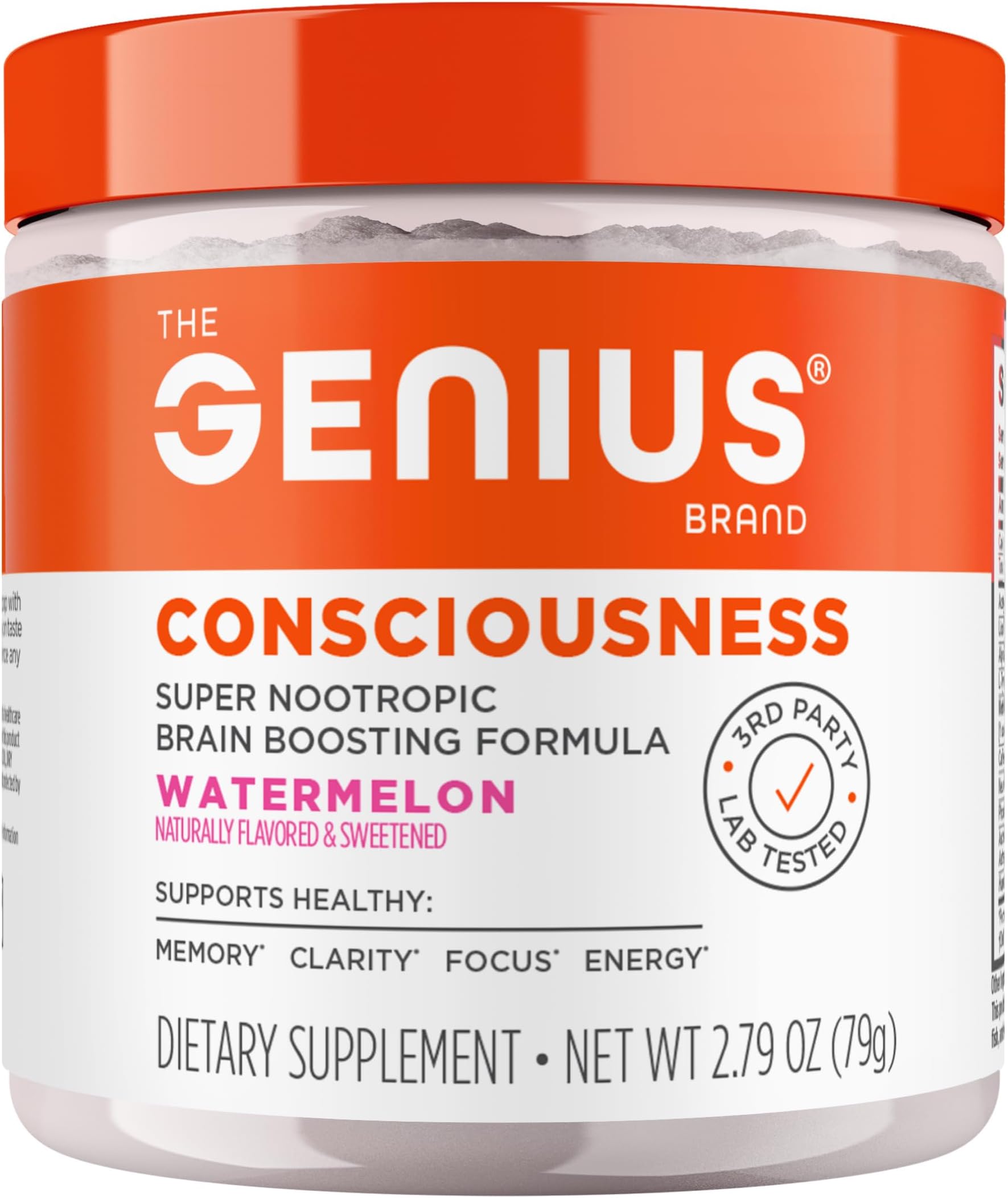 Genius Consciousness - Premium Nootropic Powder for Focus, Memory & Mental Clarity - AlphaSize, NeuroFactor, Lion’s Mane & Dynamine - Natural Brain Booster for Studying, Work & Creativity – Watermelon
