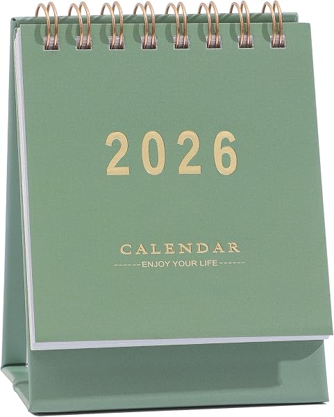Stiamvd Mini Desk Calendar with Twin-Wire Binding