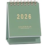 Mini Desk Calendar 2026-2027, Jan 2026 to Jun 2027 Standing Flip Small Desk Calendar- 2026 Monthly Desktop Calendar- Thick Paper Twin-Wire Binding for Home or Office (Green)