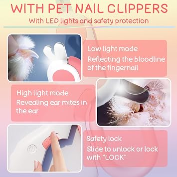 Rabbit Bathing Bag,Bunny Grooming Kit, Breathable Mesh Anti Scratch Adjustable Rabbit Grooming Bag,With Bunny Nail Clippers with Light,For Rabbit,Hamster,Squirrel,Chinchilla and Other Small Animals.
