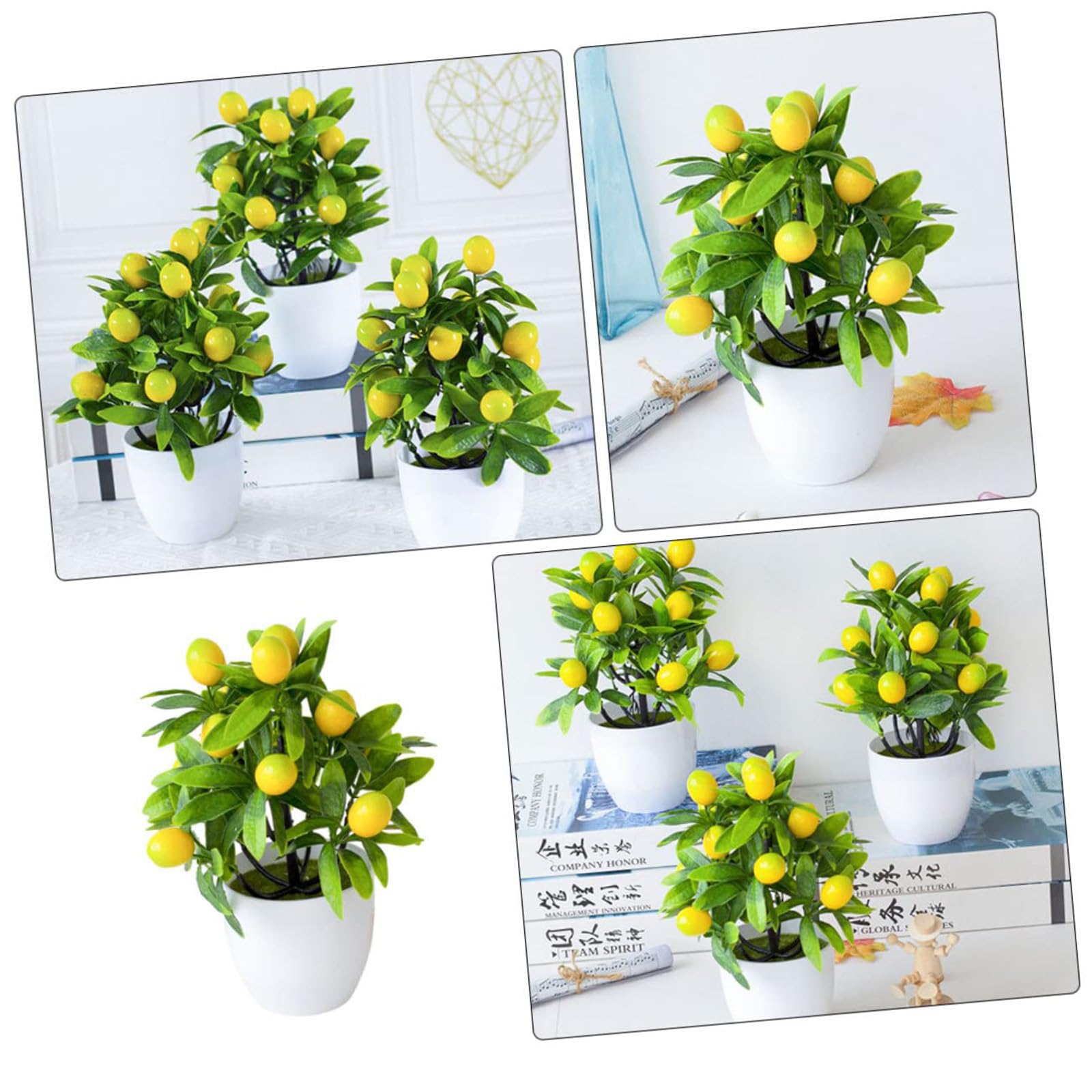 Arbre Fruitier Artificiel En Pot, Citronnier Artificiel, Plantes Fruitières En Plastique Avec Pot Blanc, Mini Bonsaï Pour Bureau, Salle De Bain, Fête, Ferme, Centre De Table, Maison (grenade