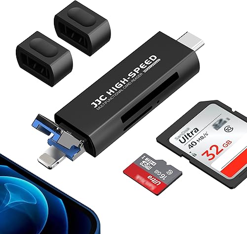 Lector de tarjetas SD para iPhone/ipad/MacBook, múltiples conectores de luz y USB-C 3.0 y USB-A 2.0 memoria SD TF lector de tarjetas SD TF lector de