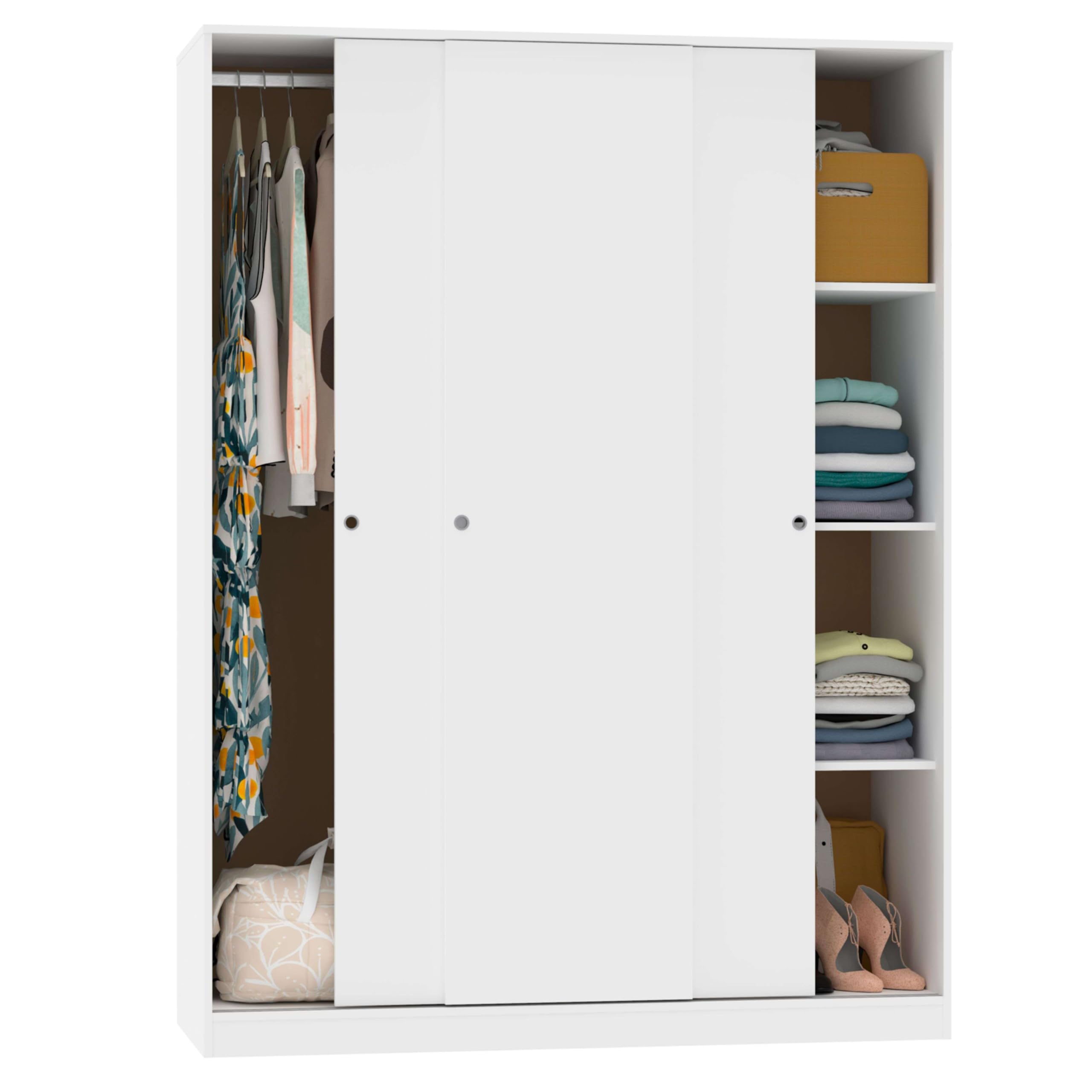 Miroytengo Pack Muebles Dormitorio Juvenil Tibet Estilo Contemporáneo en Color Blanco Mate (Cama 105x190 cm + Armario + Cómoda)
