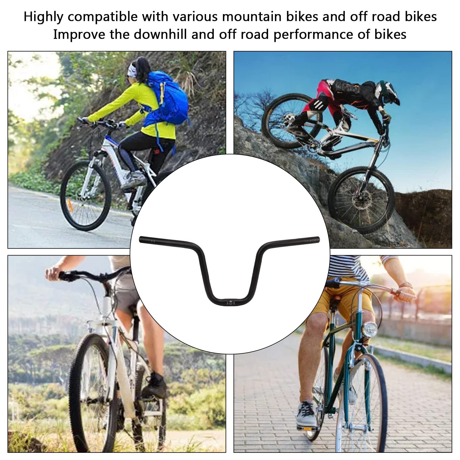 Manubrio per Mountain Bike, Manubrio Rialzo da 25,4 mm in Lega di Alluminio, Manubrio per Bici da Ciclismo Extra Lungo da 580 mm per Gare in Discesa E-Bike (Altezza 210 mm/8,3 pollici)