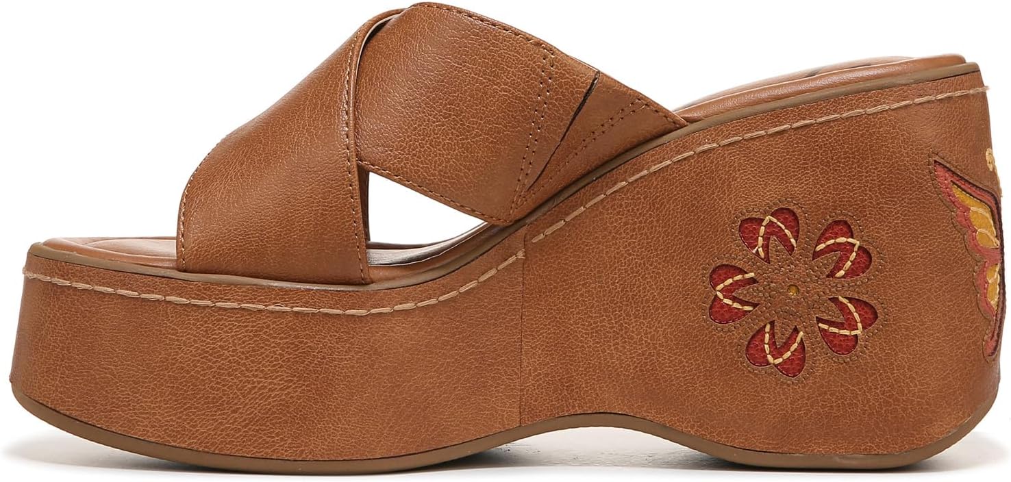 ZODIAC Womens Nessa Flower Wedge Slides Caramel Brown 9.5 M