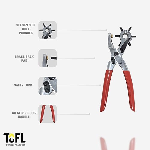 Miniatura 2 de TOFL Perforadora giratoria de cuero, perforadora de agujeros resistente para cinturones, correas, collares de perro, zapatos, manualidades, asas de