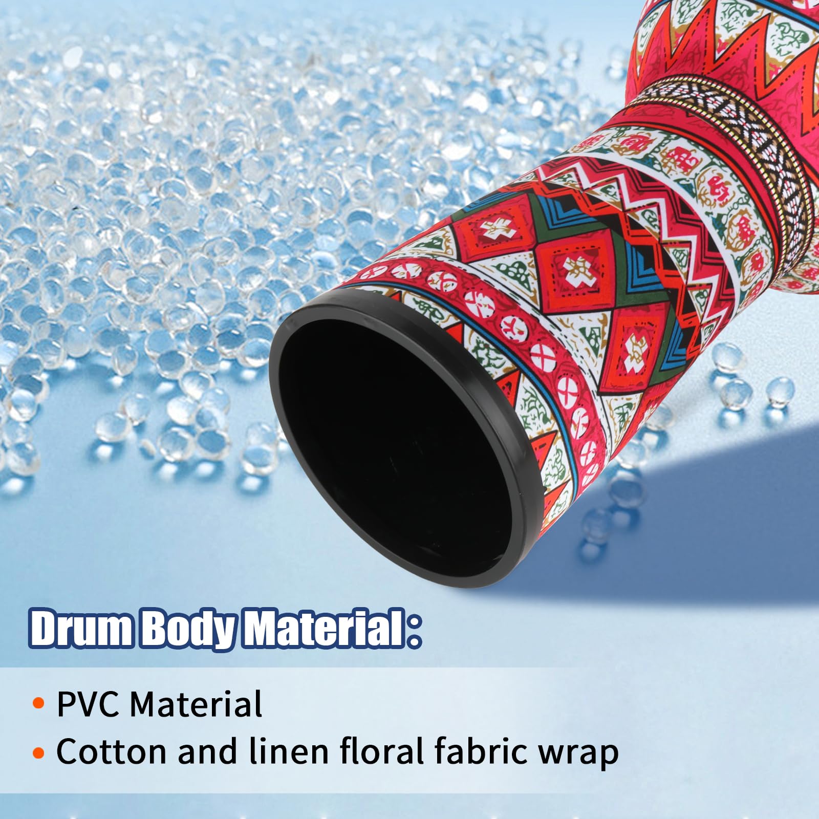 FF Bonfires 8.5-Inch African Drum - Durable PVC Djembe Drums Adults, Multicolor Uneteenth African Drums Percussion Instrument West African Style Djembes Music Healing Instrument for Beginner