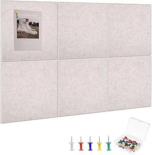 Thboxes Large Cork Board 36" x 24", 6 Pack Felt Wall Tiles with Colored Pushpins, Bulletin Board with Removable Self-Adhesive Strips, Pin Boards Cork Boards for Walls Office Home-Light Tan