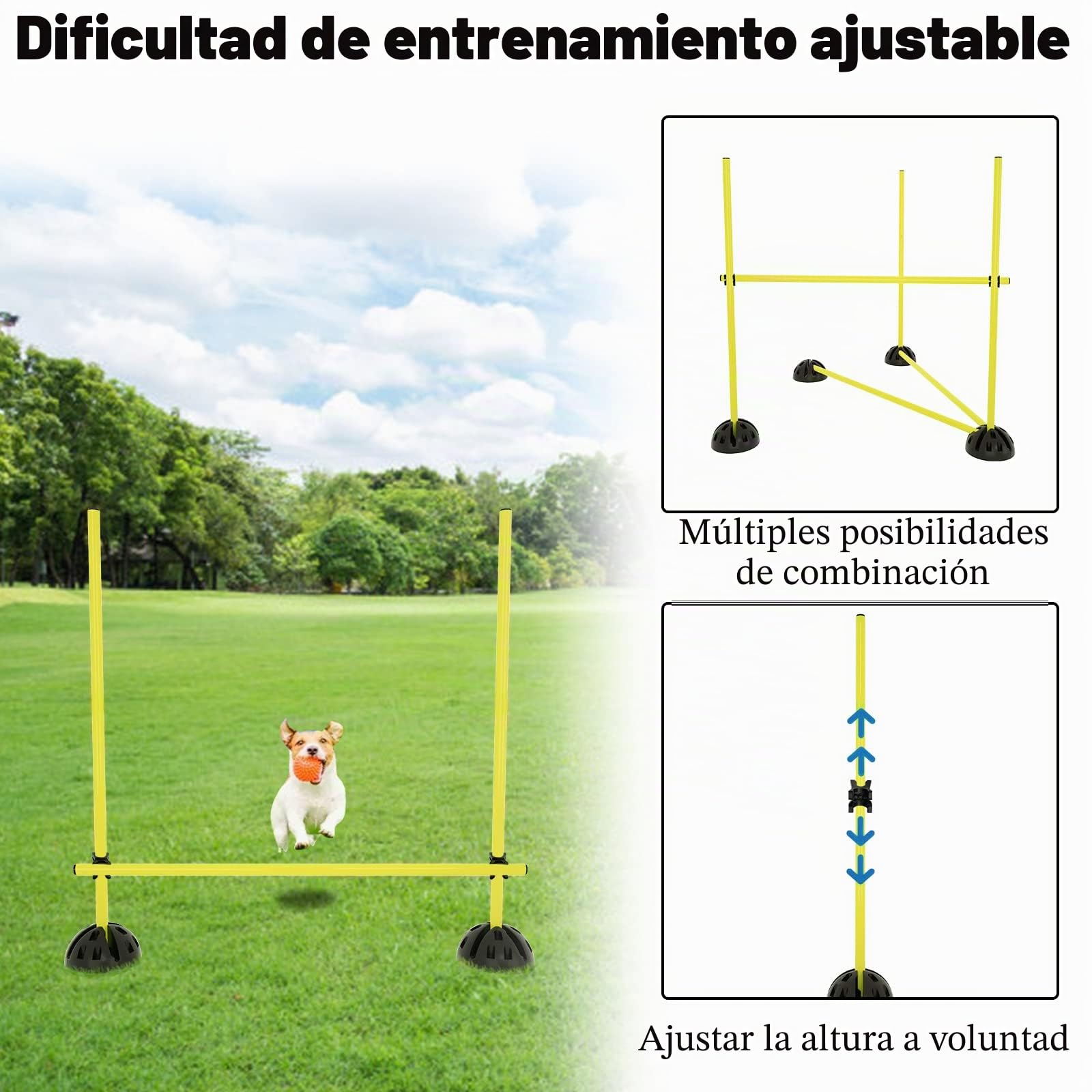 Juego de vallas multifuncionales, barra de salto, vallas de agilidad, postes de slalom, barras de entrenamiento de fútbol para entrenamiento condicional, capacidad de salto, regate y movilidad