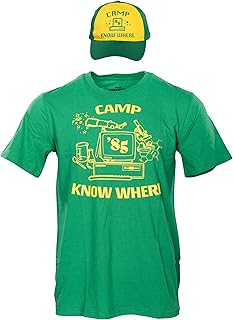 Stranger Things Dustin Camp Know Where Adult Halloween Costume T-Shirt and Hat Set Cosplay
