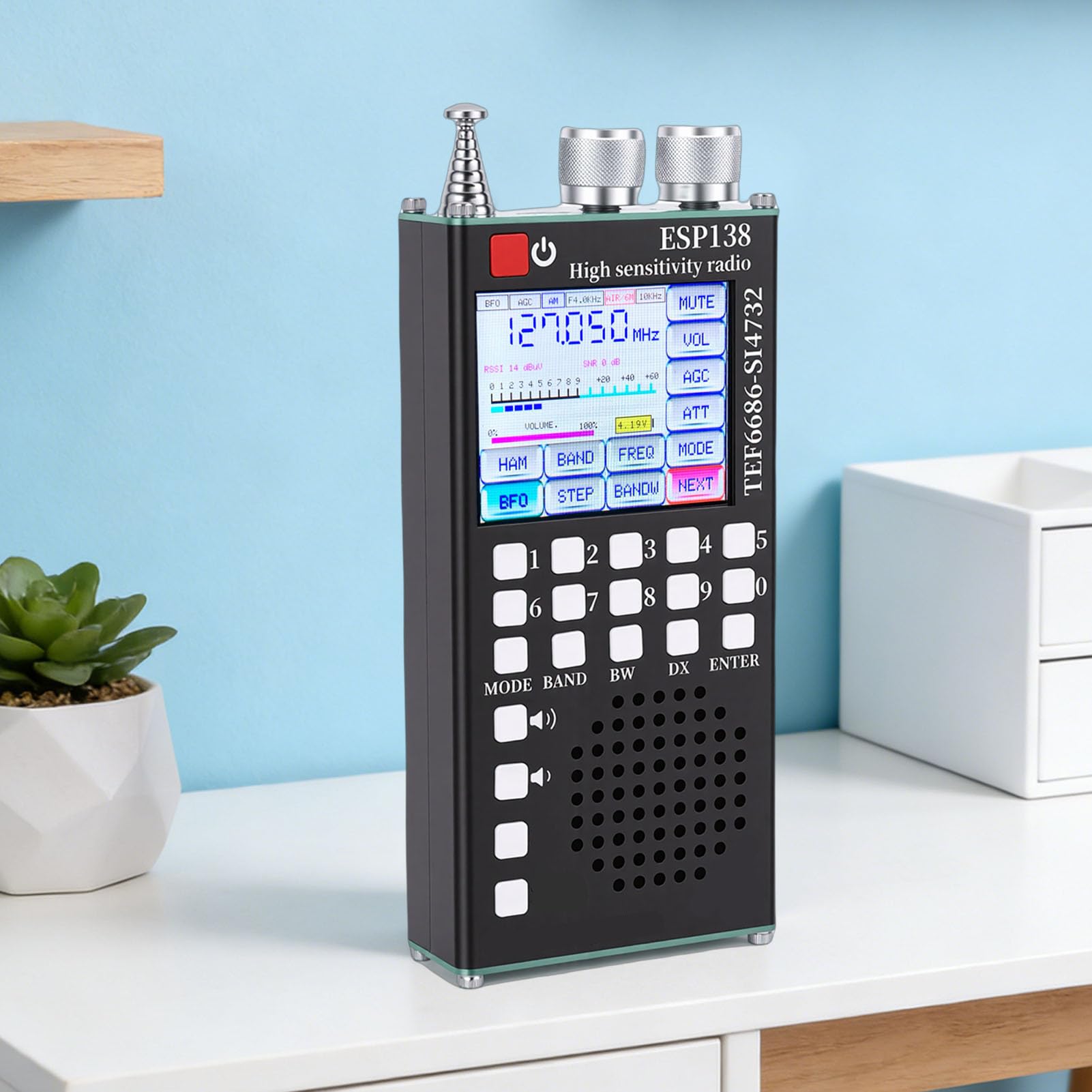 Denash Radio de Banda Completa, Sistemas Duales TEF6686 y SI4732, Pantalla Táctil IPS de 2,4 Pulgadas, 5.0, con Bandas FM LW MW SW Air SSB, para Entusiastas de la Radioaficionado