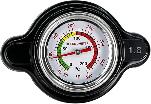 High Pressure Radiator Cap with Temperature Gauge Compatible with Honda Kawasaki Suzuki Yamaha Husqvarna Dirt Bike KTM,Polaris Ranger Motorcycle ATV Models 1.8 Bar Radiator Cap 25.6psi
