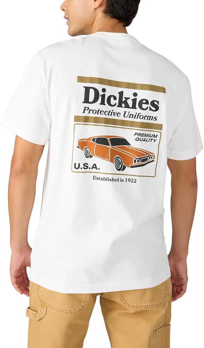Dickies Men’s Retro Motor Short Sleeve T-Shirt, Snow White, X-Large