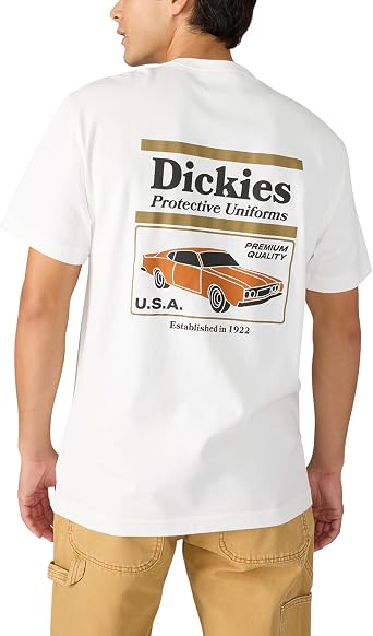 Dickies Mens Retro Motor Short Sleeve T-Shirt, Snow White, XX-Large