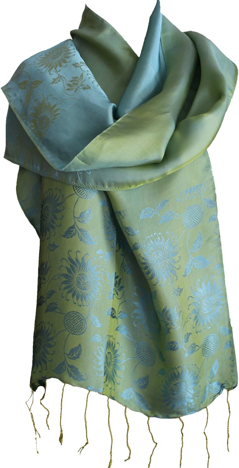 Fandori Silk Scarf with Contrasting Color - Green
