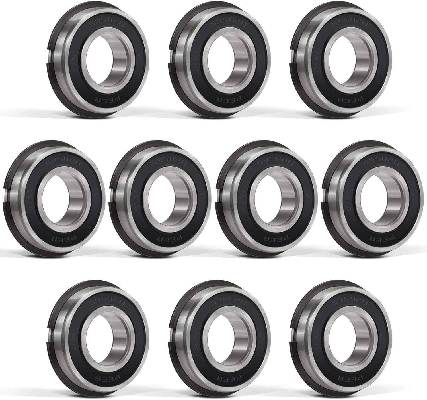 10 PCS 99502HNR Bearing ID 5/8" x OD 1-3/8" for Mini Bikes, Lawn Mower, Go Kart and Wheel Hub Etc, Dual Sided Rubber Seal and Snap Ring