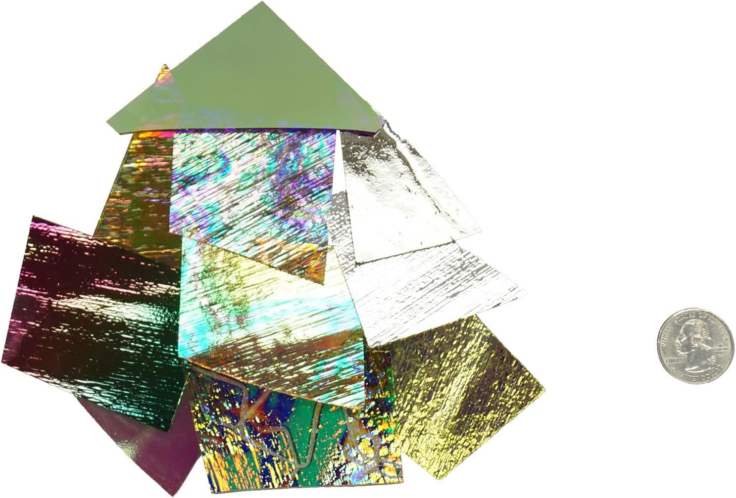 1/4 Lb CBS Crinklized Dichroic Scrap On Thin Clear - 96 Coe