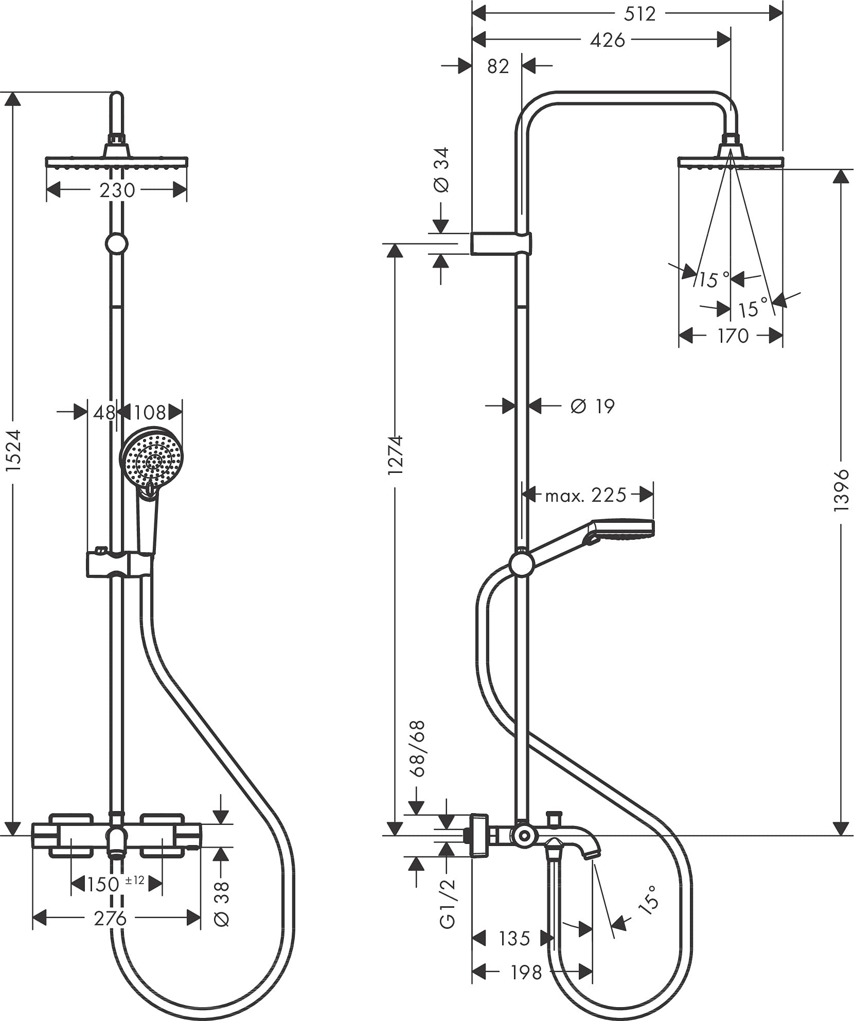 Hansgrohe Vernis Shape Zestaw Prysznicowy, Srebrny, ‎51,2 x 27,6 x 143 cm; 4,45 kg