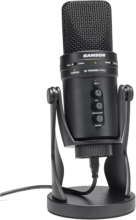SAMSON G-Track Pro Professional USB Condenser Microphone with Audio Interface | 24-bit/96kHz USB microphone with instrument input and mixer for musicians, podcasters and streamers